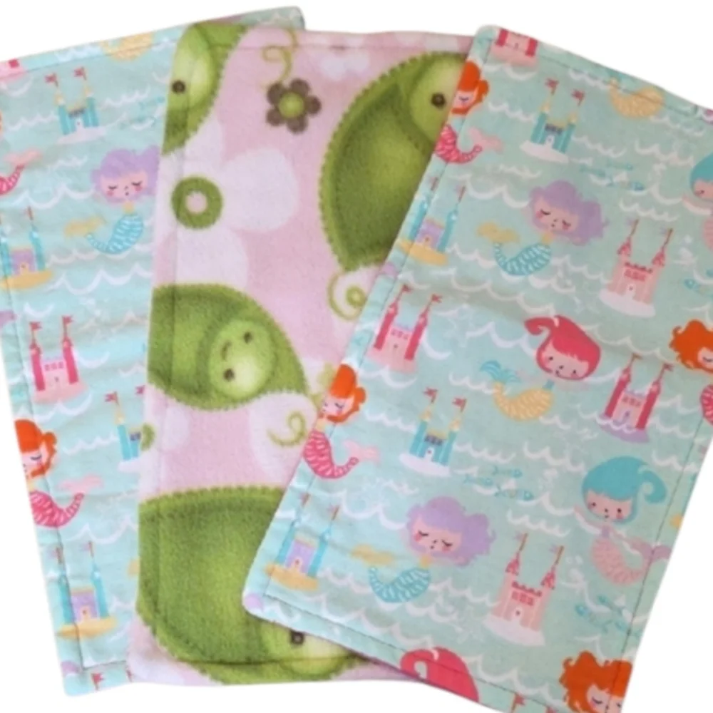Set Of 3 Flannel & Terry Burp Cloth Handcrafted 15